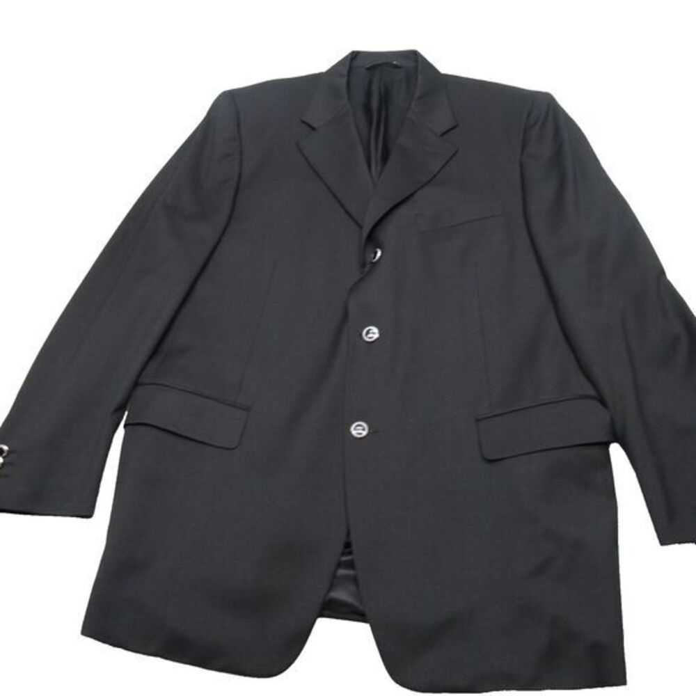 Canali‎ Bernini Wool Blazer Mens 54R Black Sport Coat 3 Button 2 Vents Italy